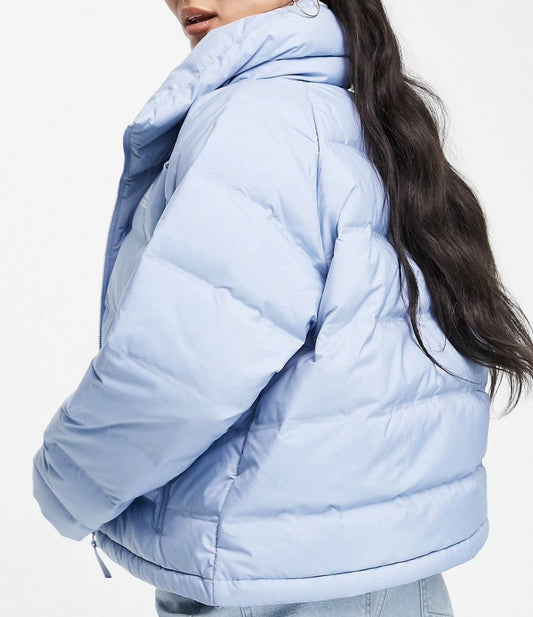 Adidas Helionic Down Puffer Jacket Womens Blue Full Zip 3 Stripes