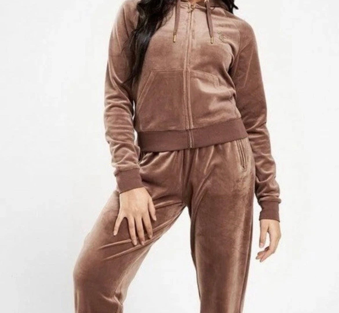 JUICY COUTURE Diamante Velour Zip Hoodie Womens