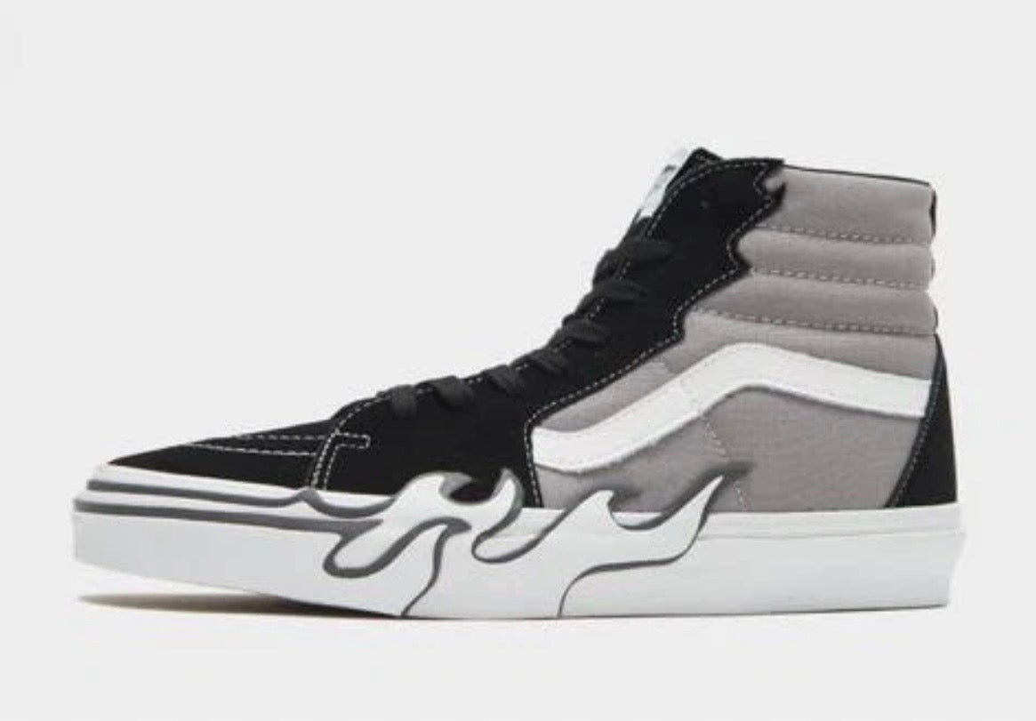 Vans Sk8-Hi Flames Sneakers Mens - Black Grey White