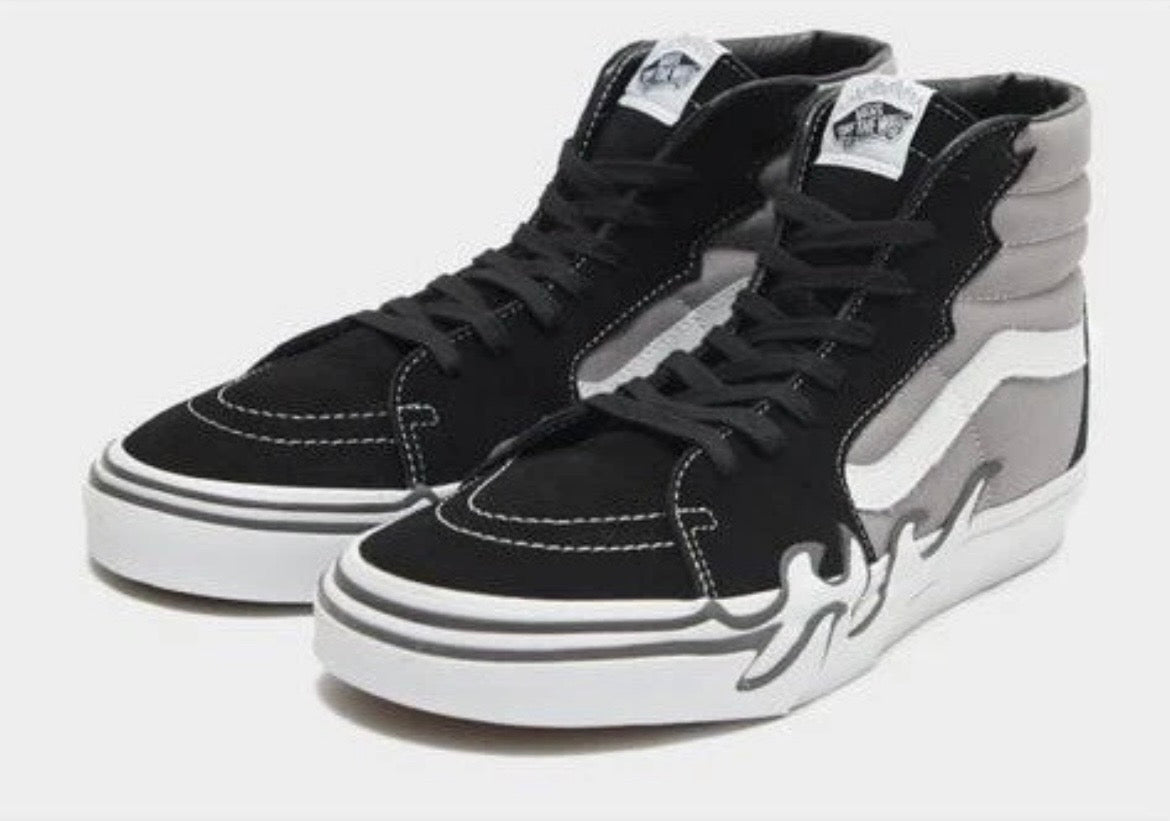 Vans Sk8-Hi Flames Sneakers Mens - Black Grey White