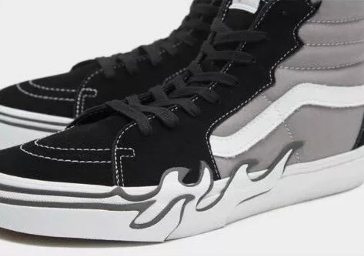 Vans Sk8-Hi Flames Sneakers Mens - Black Grey White