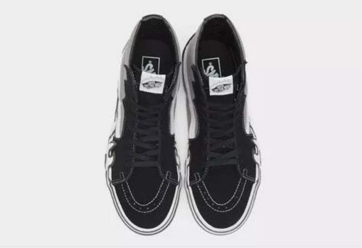 Vans Sk8-Hi Flames Sneakers Mens - Black Grey White