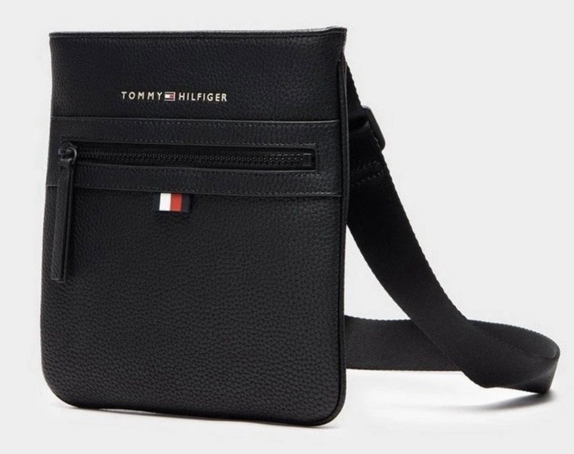 Tommy Hilfiger Essential Cross Body Bag Black PU Leather