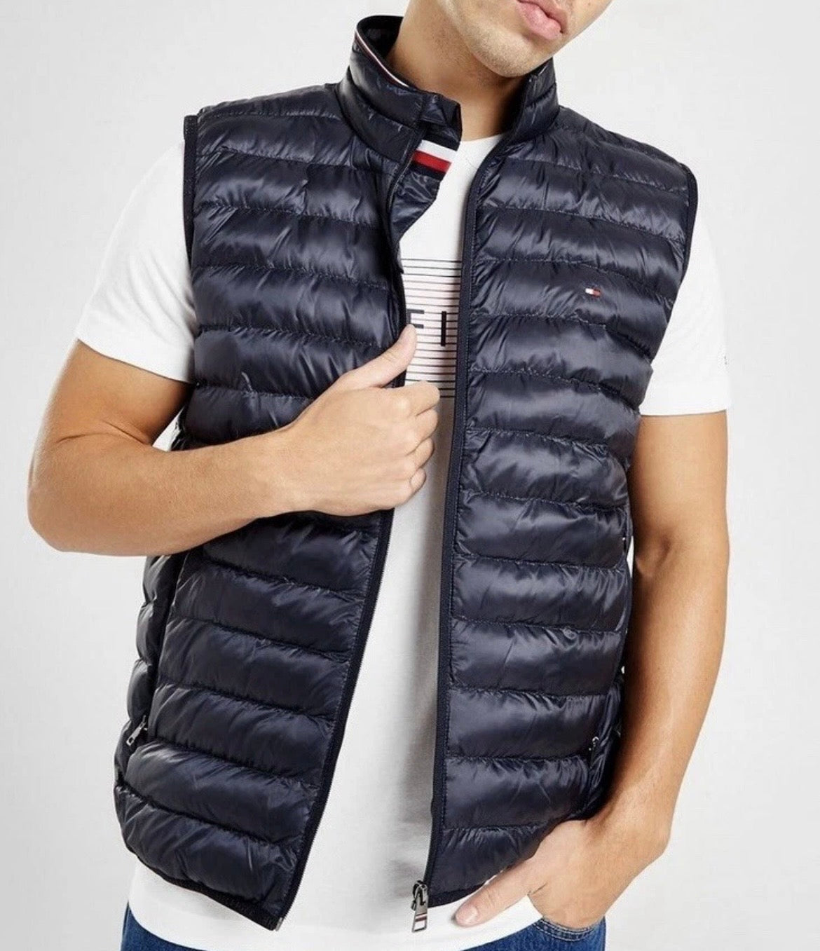 Tommy Hilfiger Padded Vest Puffer Mens Dark Blue Packable Quilted XXL