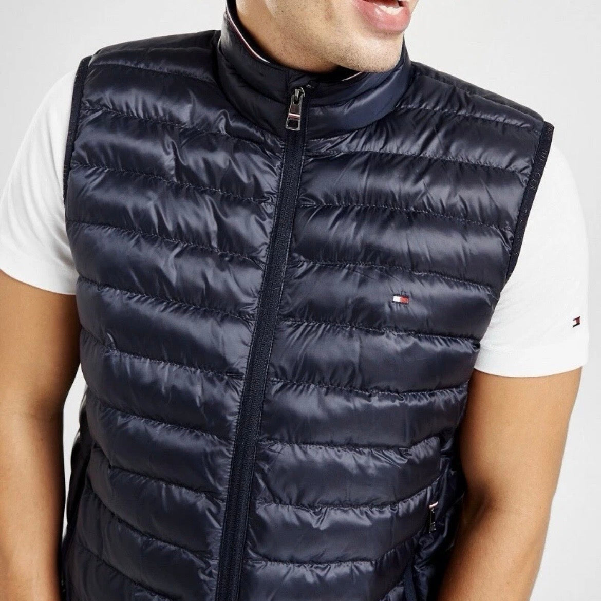 Tommy Hilfiger Padded Vest Puffer Mens Dark Blue Packable Quilted XXL