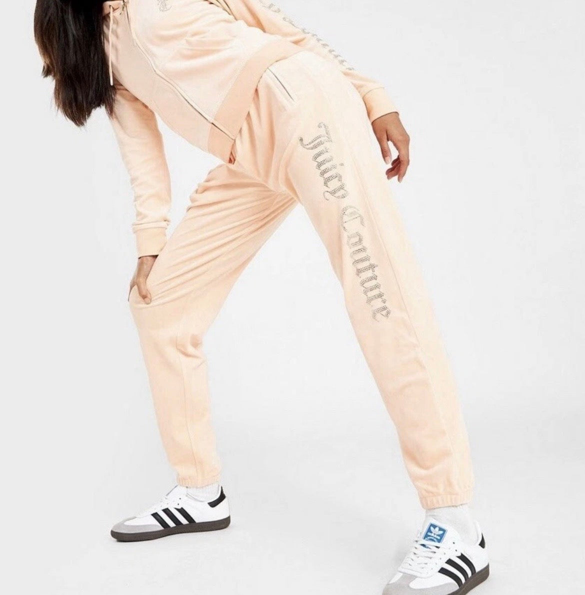 JUICY COUTURE Diamante Velour Track Pants Trackies Womens Orange XL