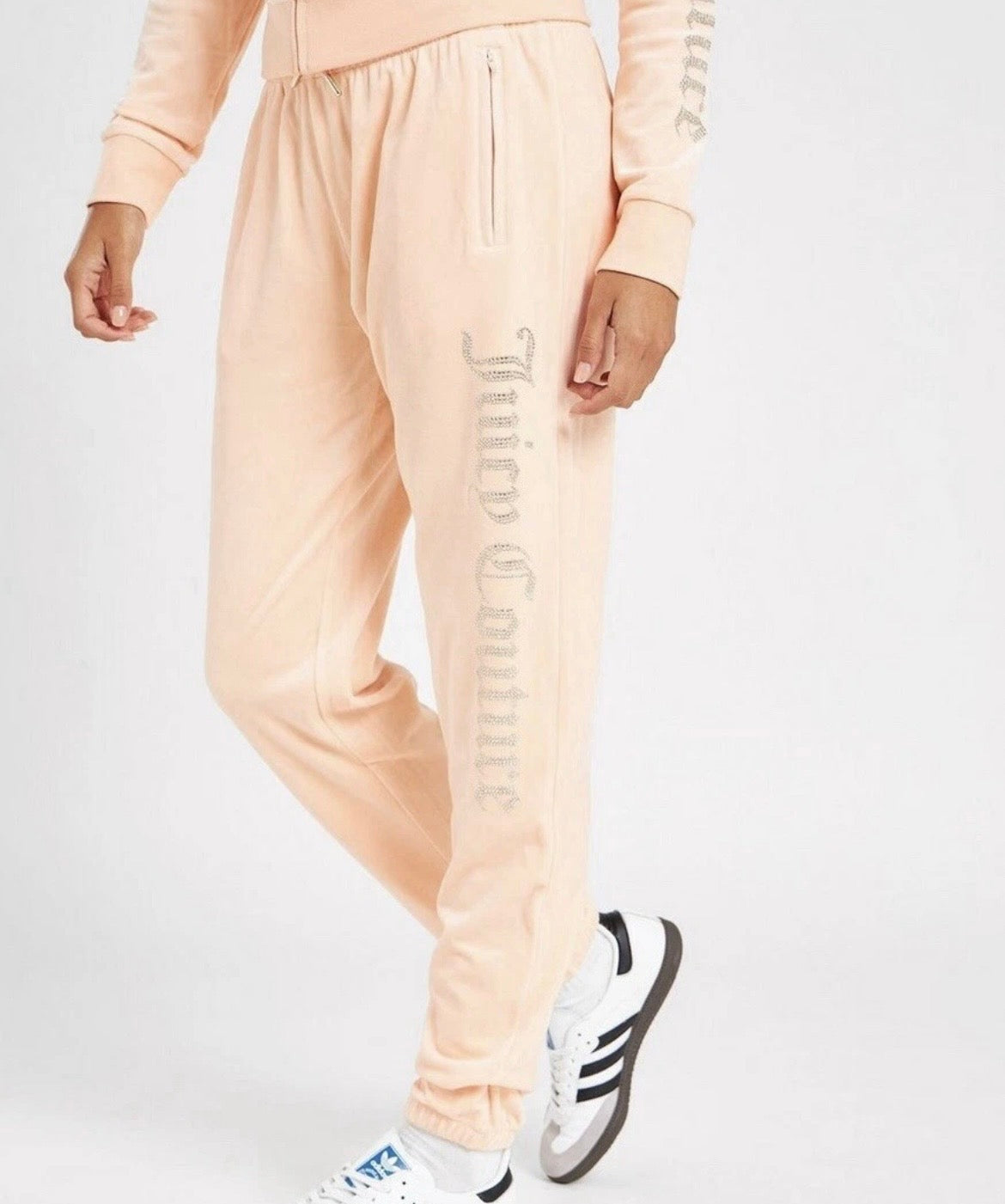 JUICY COUTURE Diamante Velour Track Pants Trackies Womens Orange XL