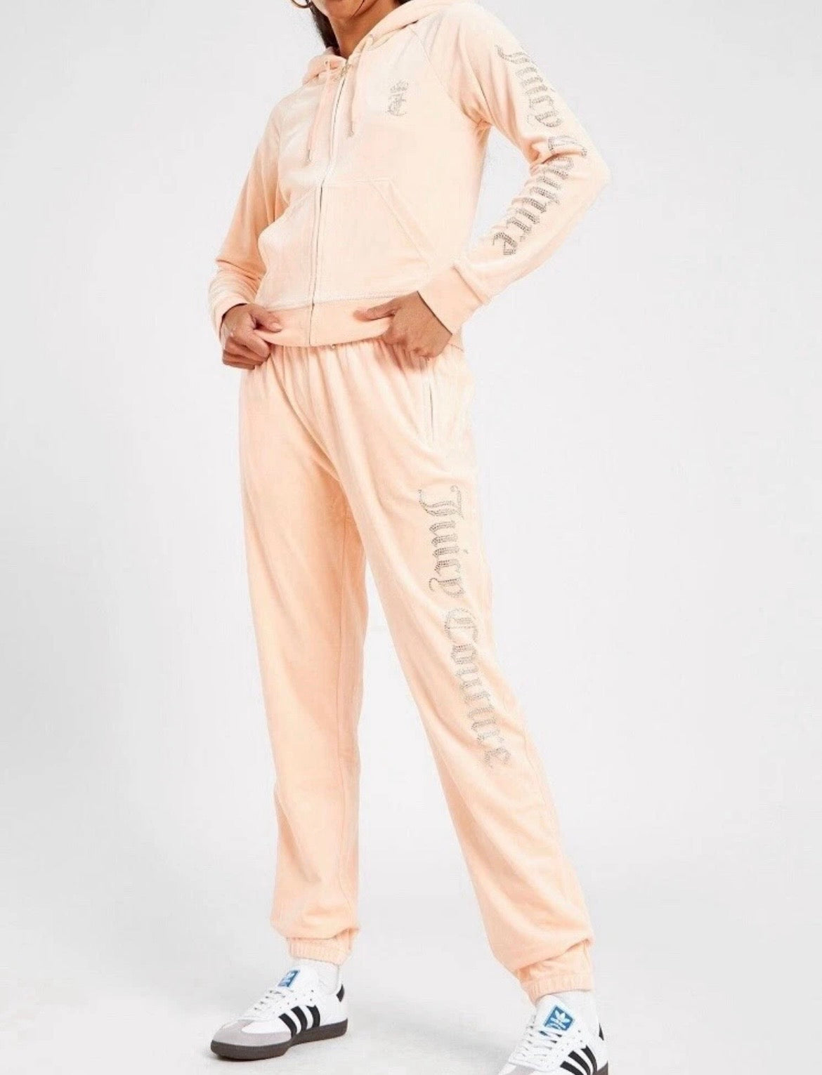 JUICY COUTURE Diamante Velour Track Pants Trackies Womens Orange XL
