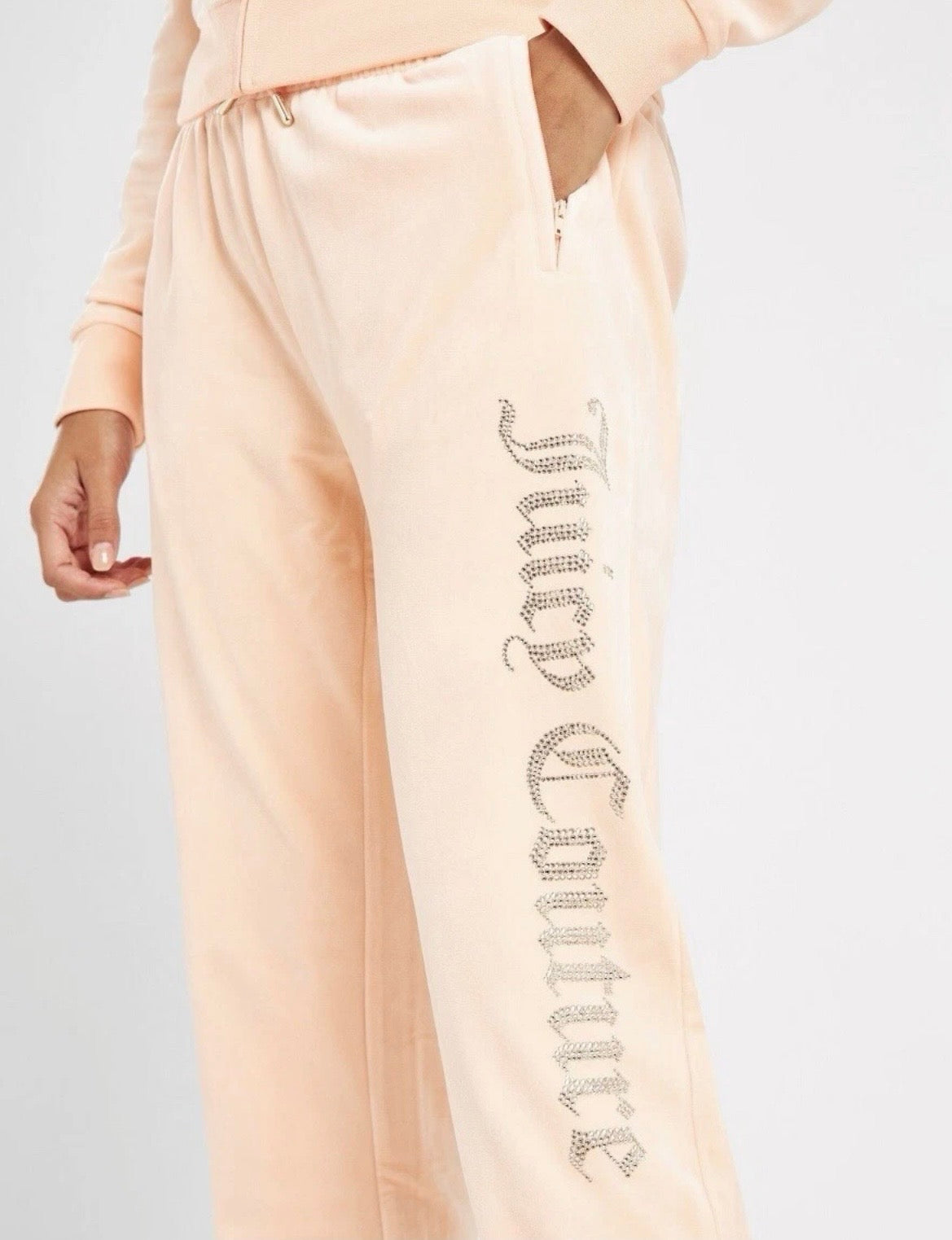 JUICY COUTURE Diamante Velour Track Pants Trackies Womens Orange XL