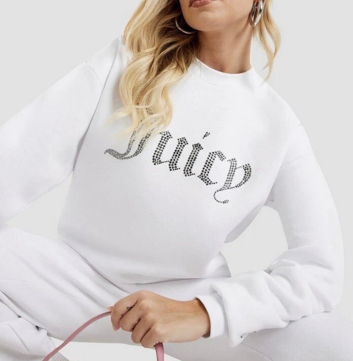 JUICY COUTURE Diamante Sweater Jumper White Womens Sweater