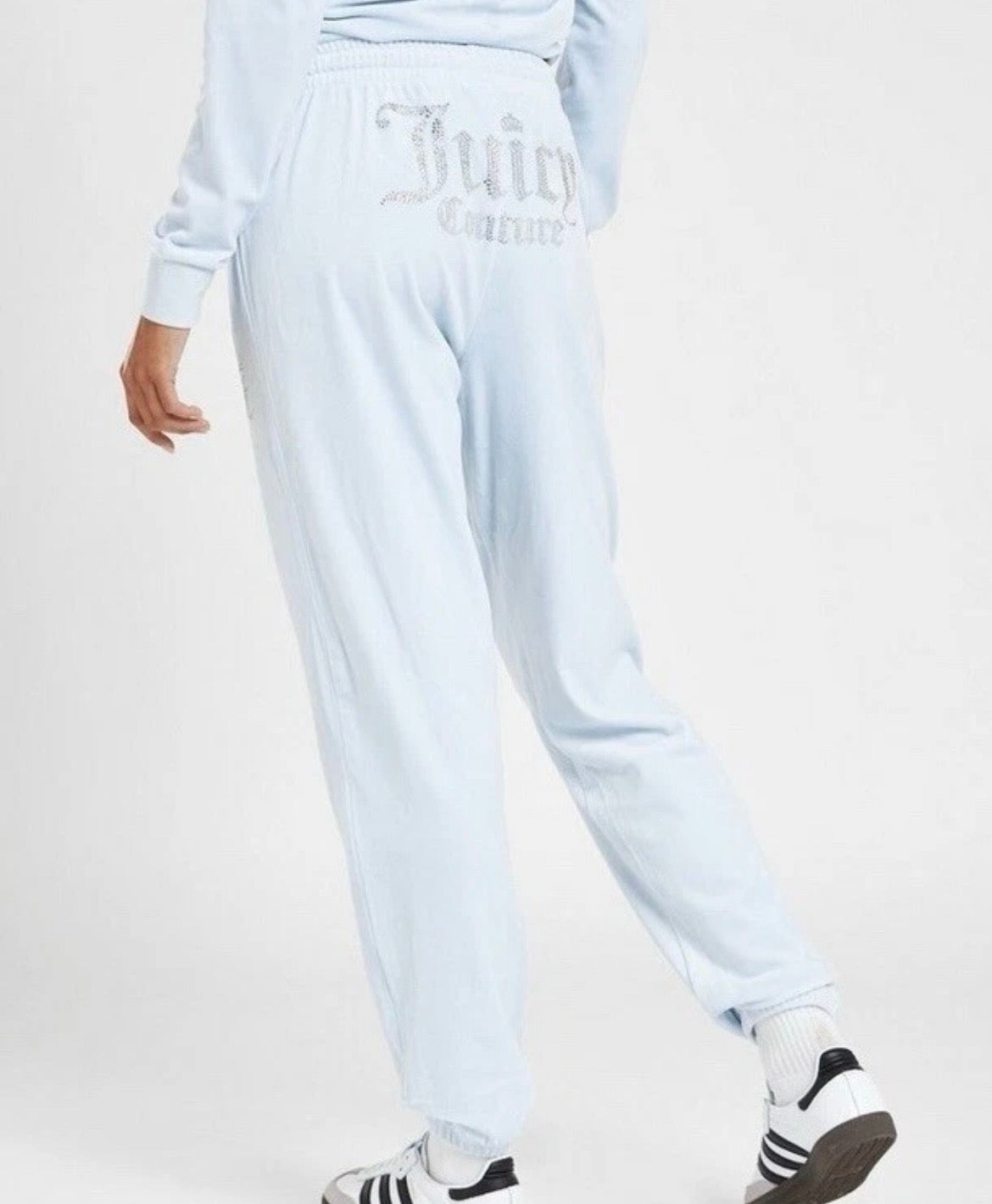 JUICY COUTURE Diamante Crown Velour Track Pants Trackies Womens Blue XL