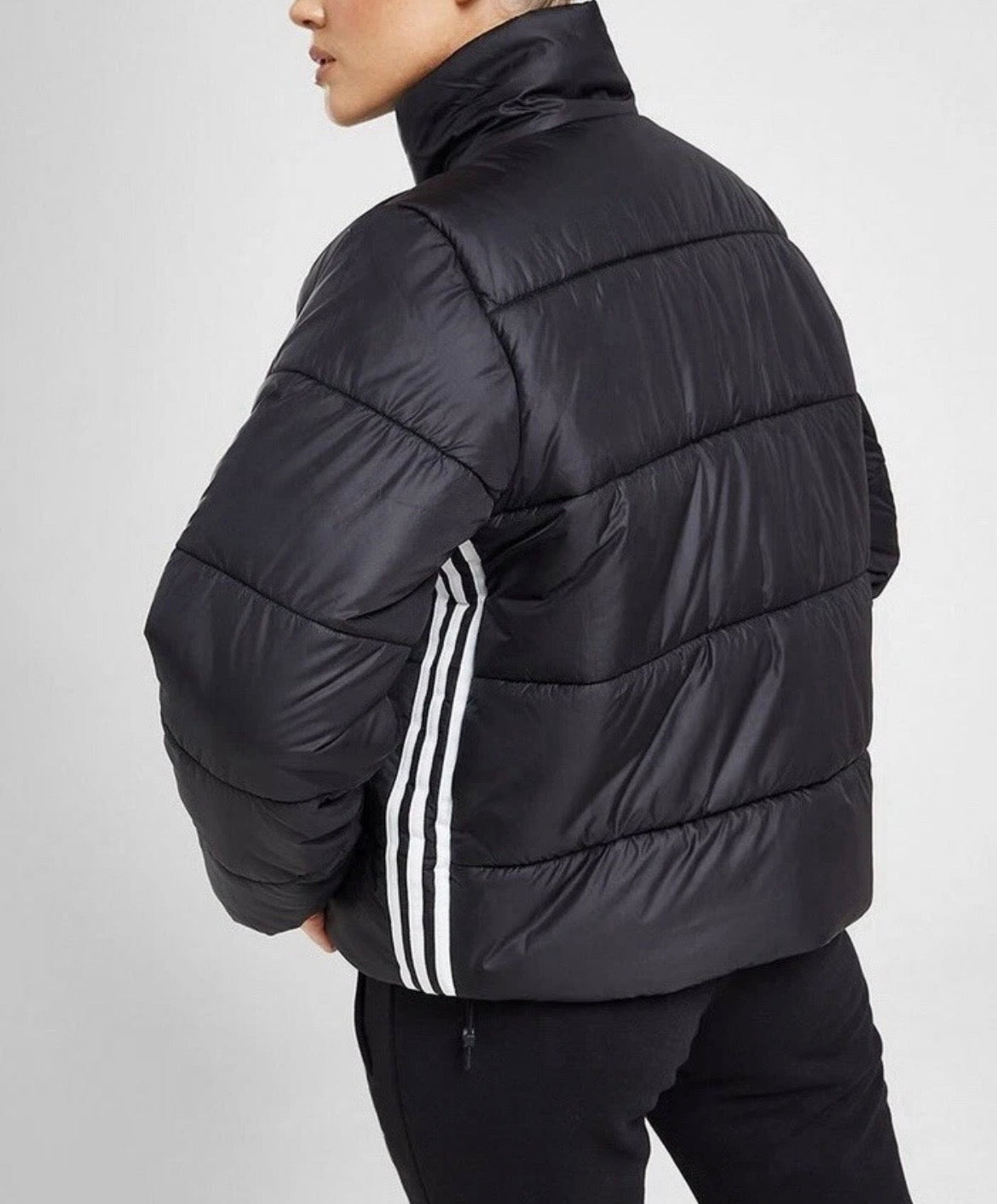 adidas Originals 3-Stripes Puffer Jacket Womens Black Full Zip