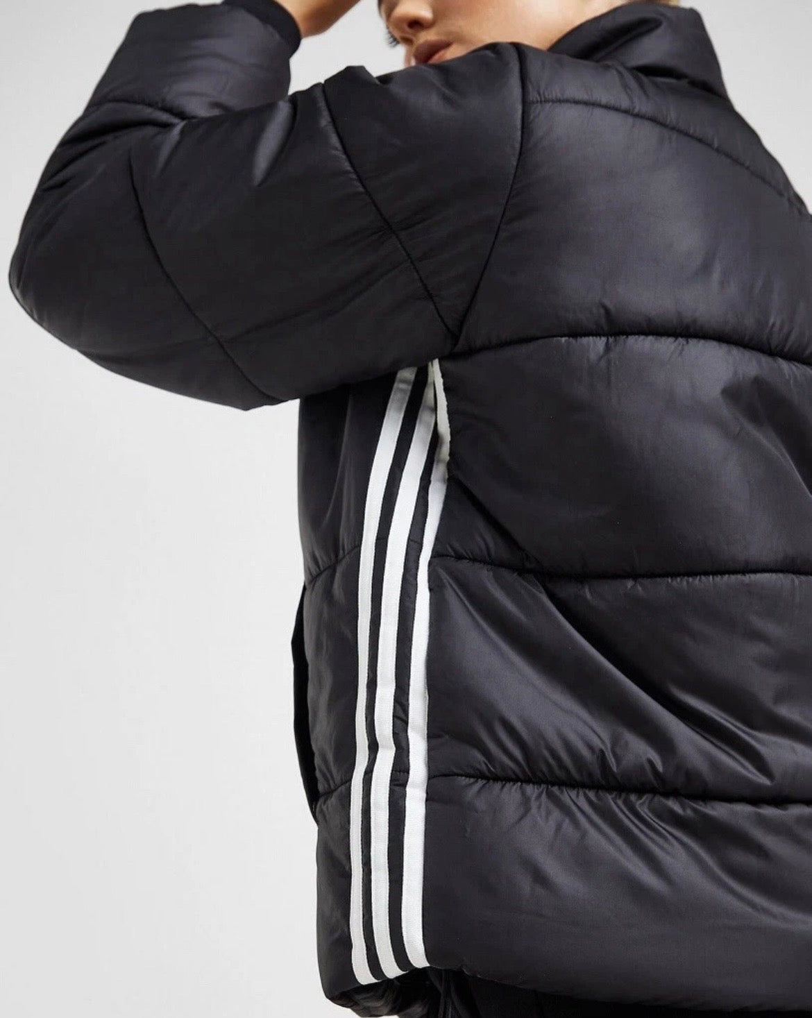 adidas Originals 3-Stripes Puffer Jacket Womens Black Full Zip