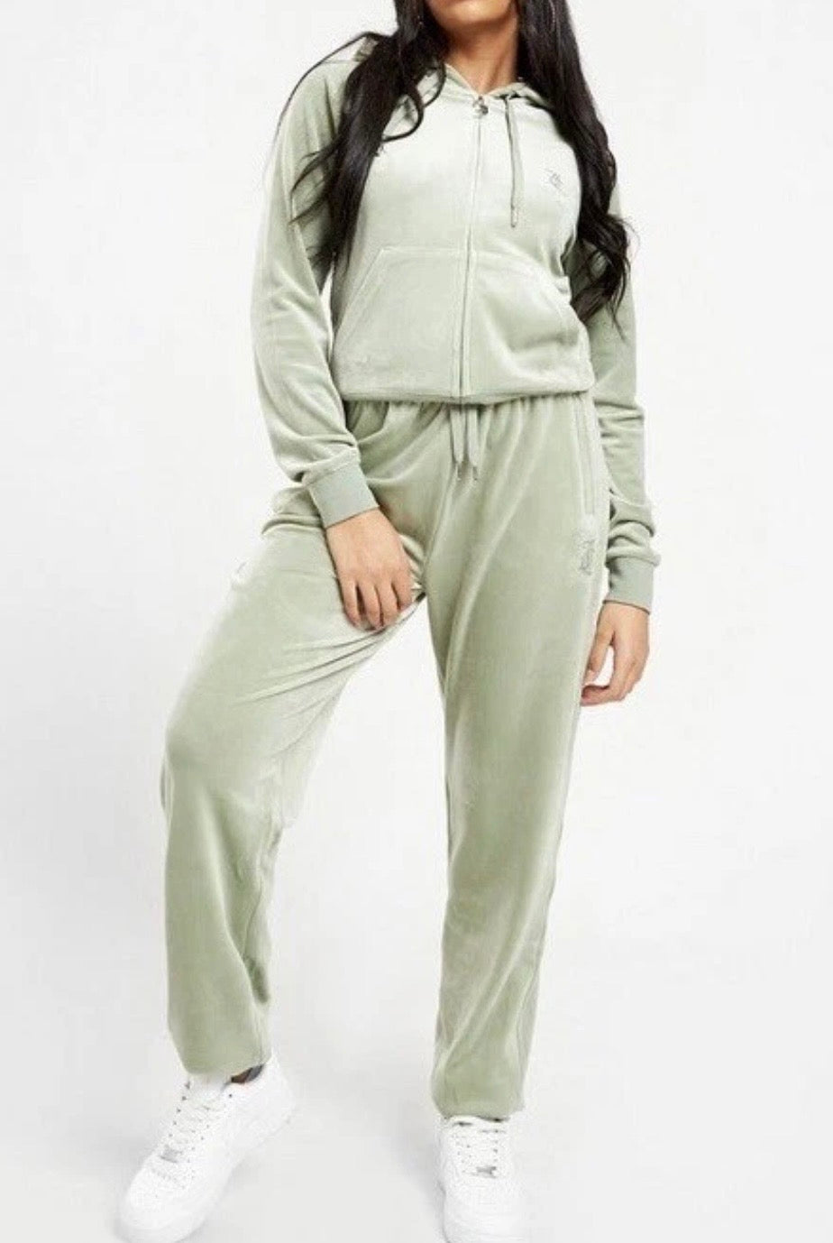 JUICY COUTURE Diamante Velour Zip Hoodie & Pants Tracksuit
