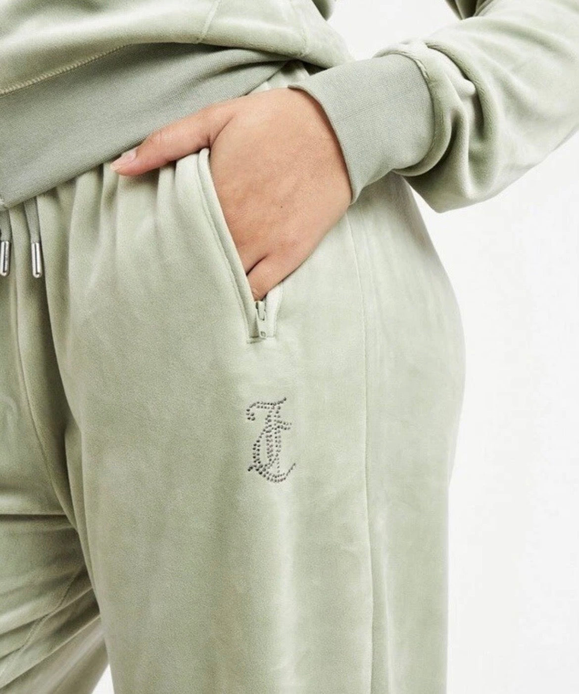JUICY COUTURE Diamante Velour Zip Hoodie & Pants Tracksuit