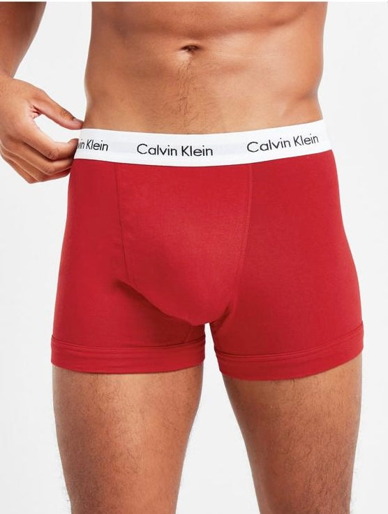 Calvin Klein Men’s Underwear 3-Pack Red White Blue Trunks Waistband Briefs